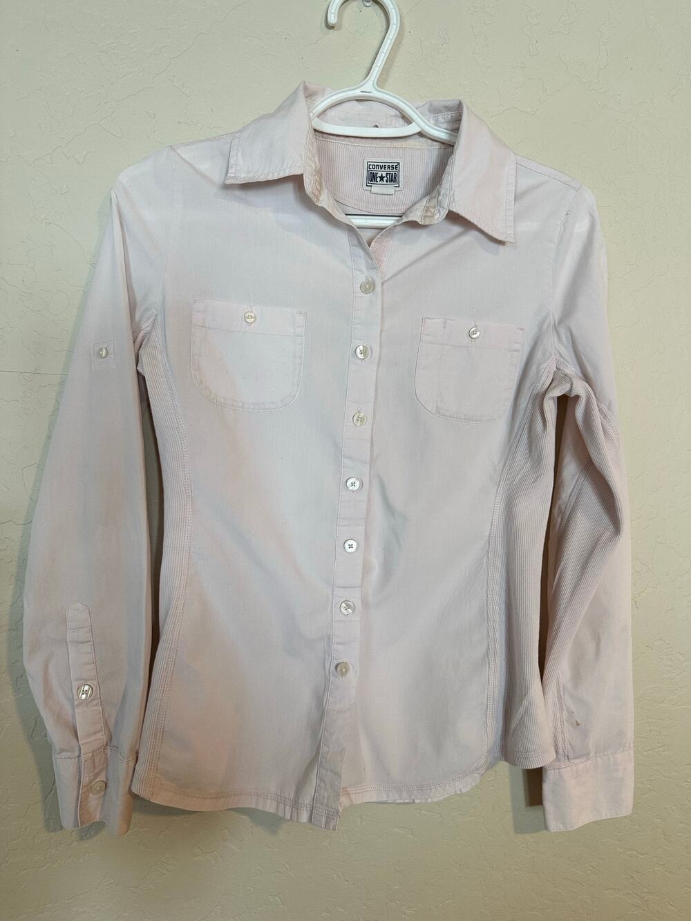 Converse Light Pink Button-Up Shirt Women’s Small skater preppy